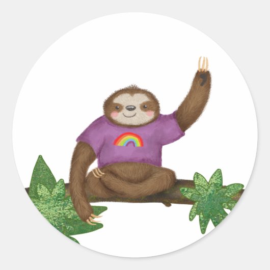 Cute yoga sloth round stickers (Voorkant)