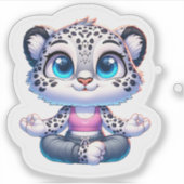Cute Yoga Sport Anime Snow Leopard Stickers (Voorkant)