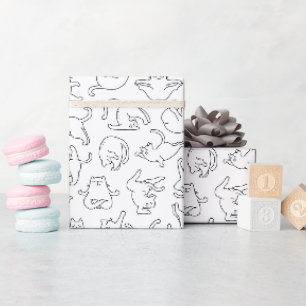 cute yogahuisdier kat patroon witte achtergrond cadeaupapier