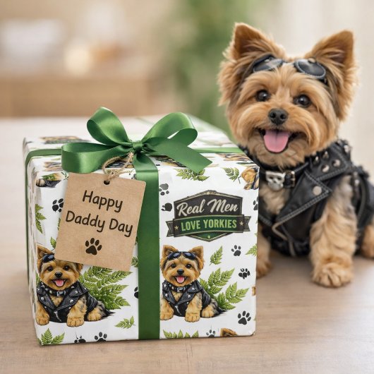 Cute Yorkie Biker Patroon Cadeaupapier