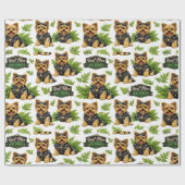Cute Yorkie Biker Patroon Cadeaupapier (Vlak)