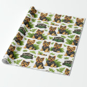 Cute Yorkie Biker Patroon Cadeaupapier (Uitgerold)