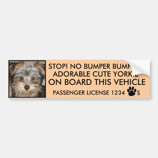 CUTE YORKIE BUMPERSTICKER (GEEN BUMPERBUMPING) (Voorkant)