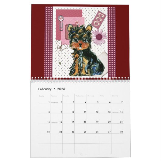 Cute Yorkie Calendar Kalender (Feb 2026)