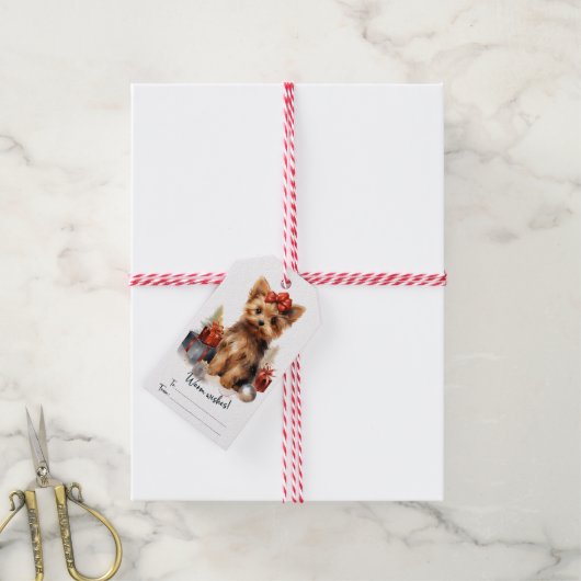 Cute Yorkie Dog Cadeaulabel (Met Touw)