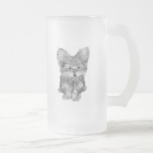 Cute Yorkie Dog Frosted Glass Mok (Rechts)