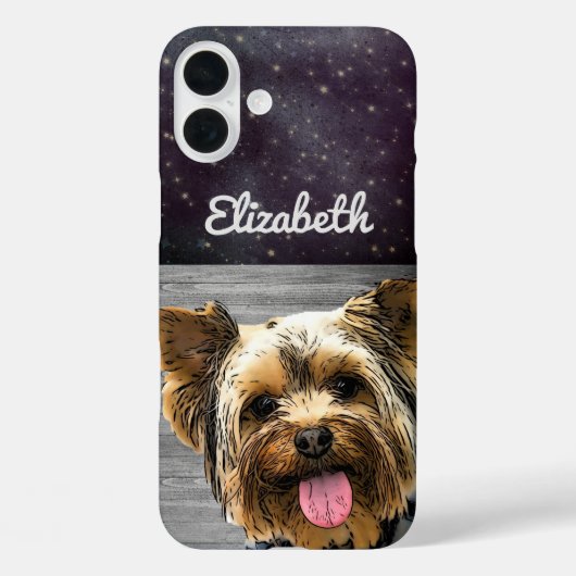 Cute Yorkie Dog Name Chic Paarse Star Glam Terrier Case-Mate iPhone Case (Achterkant)