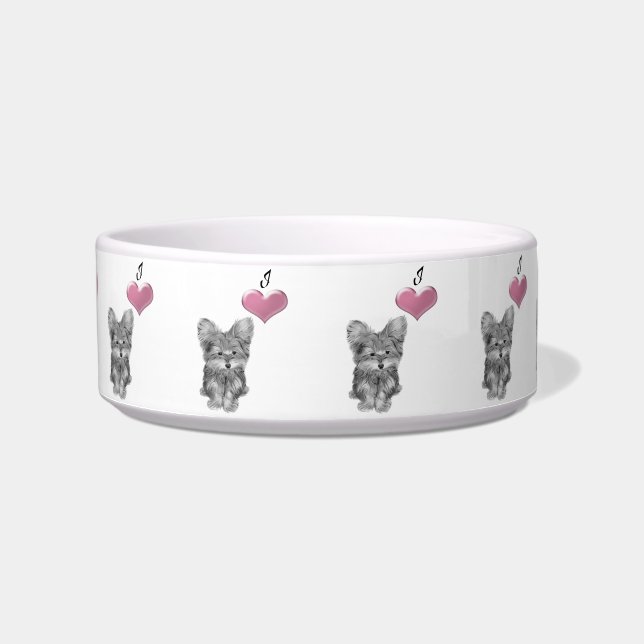 Cute Yorkie Dog Pet Bowl Voerbakje (Voorkant)