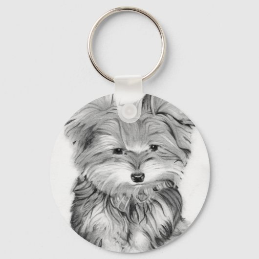 Cute Yorkie Dog Sleutelhanger (Voorkant)