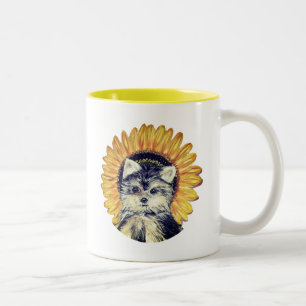 Cute Yorkie Dog Two-Tone Coffee Mok