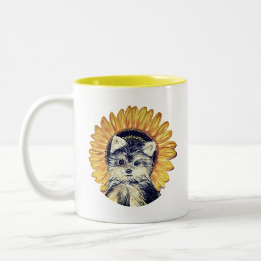 Cute Yorkie Dog Two-Tone Coffee Mok (Links)