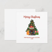 Cute Yorkie en Tree Kerstmis Feestdagenkaart (Voorkant / Achterkant)