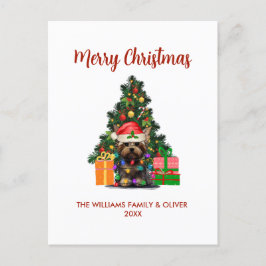 Cute Yorkie en Tree-kerstvakantie-Briefkaart Feestdagenkaart