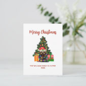 Cute Yorkie en Tree-kerstvakantie-Briefkaart Feestdagenkaart (Staand voorkant)