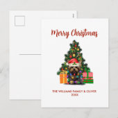 Cute Yorkie en Tree-kerstvakantie-Briefkaart Feestdagenkaart (Voorkant / Achterkant)