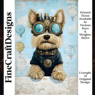 Cute Yorkie Hond, Heet Lucht Ballonnen K4 Decoupag Tissuepapier