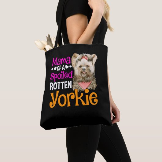 Cute Yorkie houdt van mam Puppy Lover Tote Bag (Dichtbij)