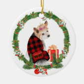 Cute Yorkie in kerstmis Keramisch Ornament (Voorkant)