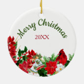 Cute Yorkie in kerstmis Keramisch Ornament (Achterkant)