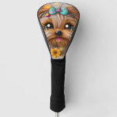 Cute Yorkie Kawaii Puppy Golfheadcover (Voorkant)