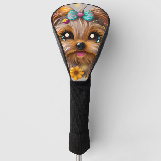 Cute Yorkie Kawaii Puppy Golfheadcover (Voorkant)