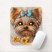 Cute Yorkie Kawaii Puppy Muismat (Met muis)