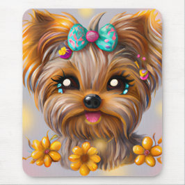 Cute Yorkie Kawaii Puppy Muismat