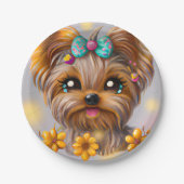 Cute Yorkie Kawaii Puppy Papieren Bordje (Voorkant)