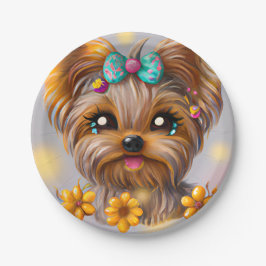 Cute Yorkie Kawaii Puppy Papieren Bordje