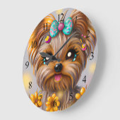 Cute Yorkie Kawaii Puppy Poster Grote Klok (Hoek)