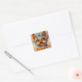Cute Yorkie Kawaii Puppy Vierkante Sticker (Envelop)