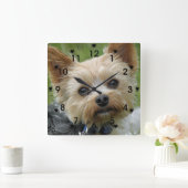 Cute Yorkie-klok Vierkante Klok (Huis)