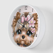 Cute Yorkie met een roze bus (Hoek)