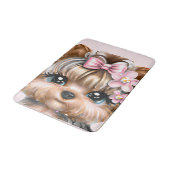 Cute Yorkie met een roze bus Badmat (Gekanteld)
