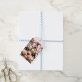 Cute Yorkie met een roze bus Cadeaulabel (Met Touw)