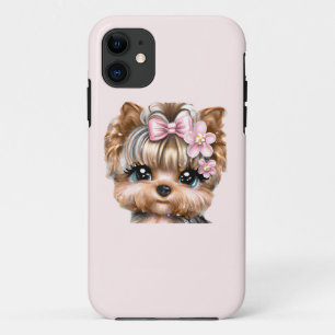 Cute Yorkie met een roze bus Case-Mate iPhone Case