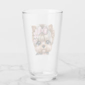 Cute Yorkie met een roze bus Glas (Achterkant)