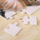 Cute Yorkie met een roze bus Legpuzzel (Zijkant)