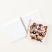 Cute Yorkie met een roze bus Notitieboek (Binnen)