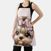 Cute Yorkie met een roze bus Schort (Insitu)