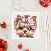Cute Yorkie met een roze bus Servet (Insitu)
