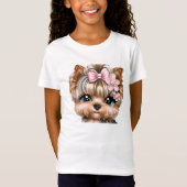 Cute Yorkie met een roze bus T-shirt (Voorkant)