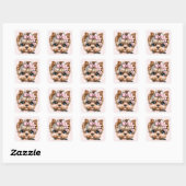Cute Yorkie met een roze bus Vierkante Sticker (Vel)