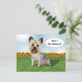 Cute Yorkie met zonnebloemen Briefkaart