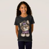 Cute Yorkie Puppy Dog Cartoon Yorkshire Terrier T T-shirt (Voorkant volledig)