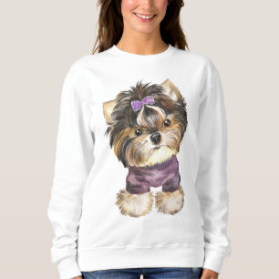Cute Yorkie Puppy Dog Cartoon Yorkshire Terrier    Trui