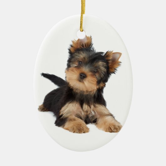 Cute yorkie puppy keramisch ornament (Voorkant)