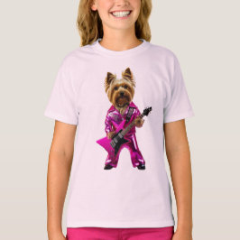 Cute Yorkie Rock Star Kids T-Shirt
