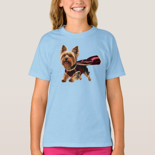 Cute Yorkie Superhelden Kinder T-Shirt (Voorkant)