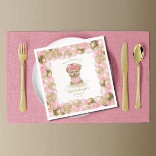 Cute Yorkie Two Cute Balloon Birthday Paper Servet